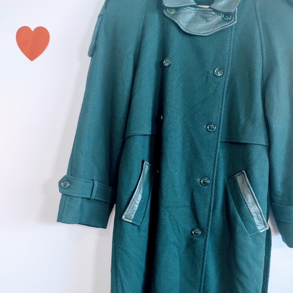 Vintage 80s Wool Jacket - Dark Green - Picture 6 of 16